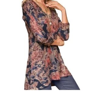 Soft Surroundings High Low Floral Millie Tunic Top